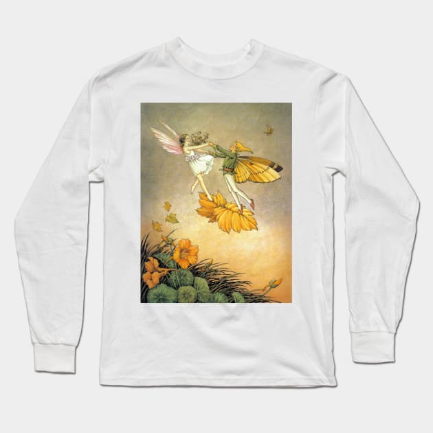 Fairies Dancing in the Nasturtiums - Ida Rentoul Outhwaite Long Sleeve T-Shirt by forgottenbeauty